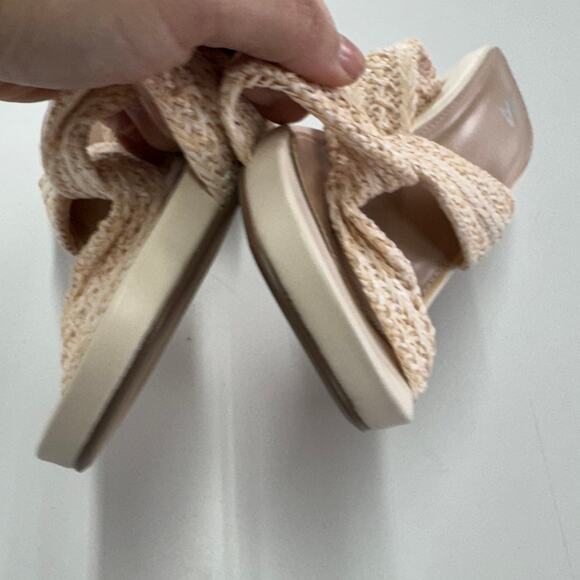 MIA Heels Womens 10 Cream Brenna Woven Block Open Toe Coastal - Picture 3 of 7